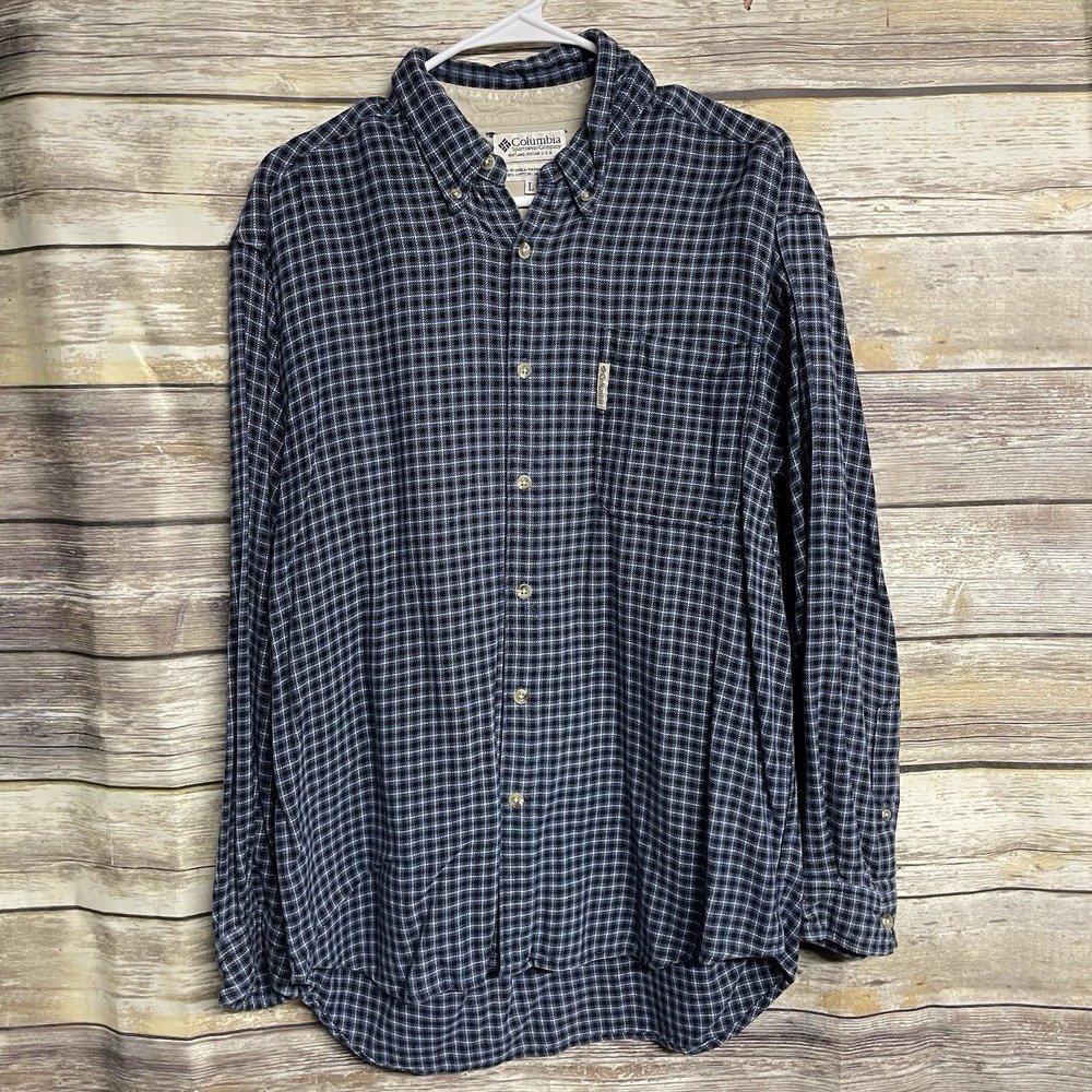 Vintage Columbia Long Sleeve Button Up Men's Large Plaid Shirt Outdoors